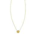 14K yellow gold radiating flower pendant necklace with layered petal design