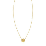14K yellow gold radiating flower pendant necklace with layered petal design thumbnail 1