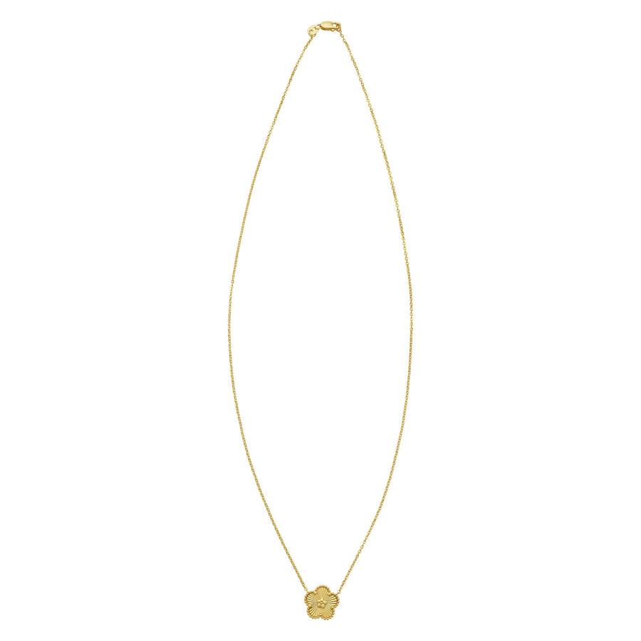 14K Yellow Gold Radiating Flower Necklace