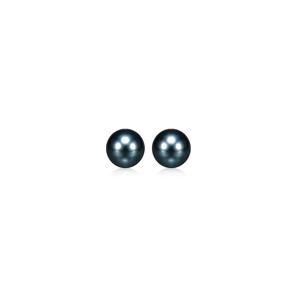 14k Yellow Gold Cultured Black Pearl Stud Earrings (6mm)