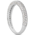 14K white gold ring with pave diamond stones and milgrain edge