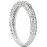 14K white gold ring with pave diamond stones and milgrain edge thumbnail 1