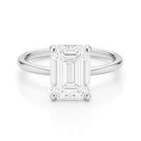 5 Carat Emerald Lab Grown IGI G/VS1 Diamond Solitaire Ring in 14K White Gold