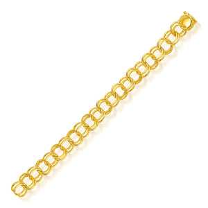 14k Yellow Gold Solid Double Link Charm Bracelet (10.00 mm)