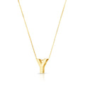 14K yellow gold block letter initial Y pendant necklace
