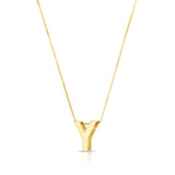 14K yellow gold block letter initial Y pendant necklace thumbnail 1