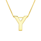 14K Yellow Gold Yours Truly Block Letter Initial Y Necklace thumbnail 2