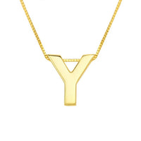 14K Yellow Gold Yours Truly Block Letter Initial Y Necklace