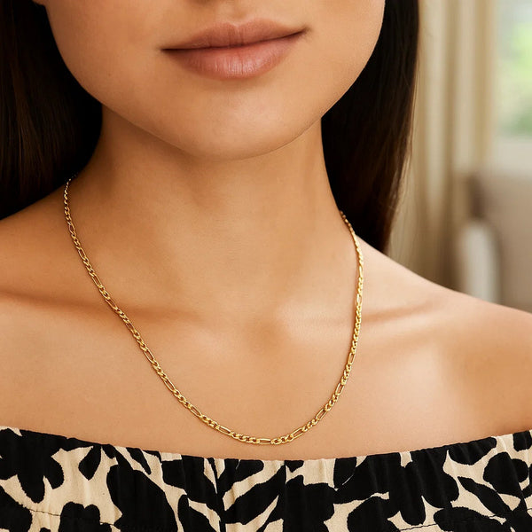 14k Yellow Gold Solid Figaro Chain (1.90 mm)