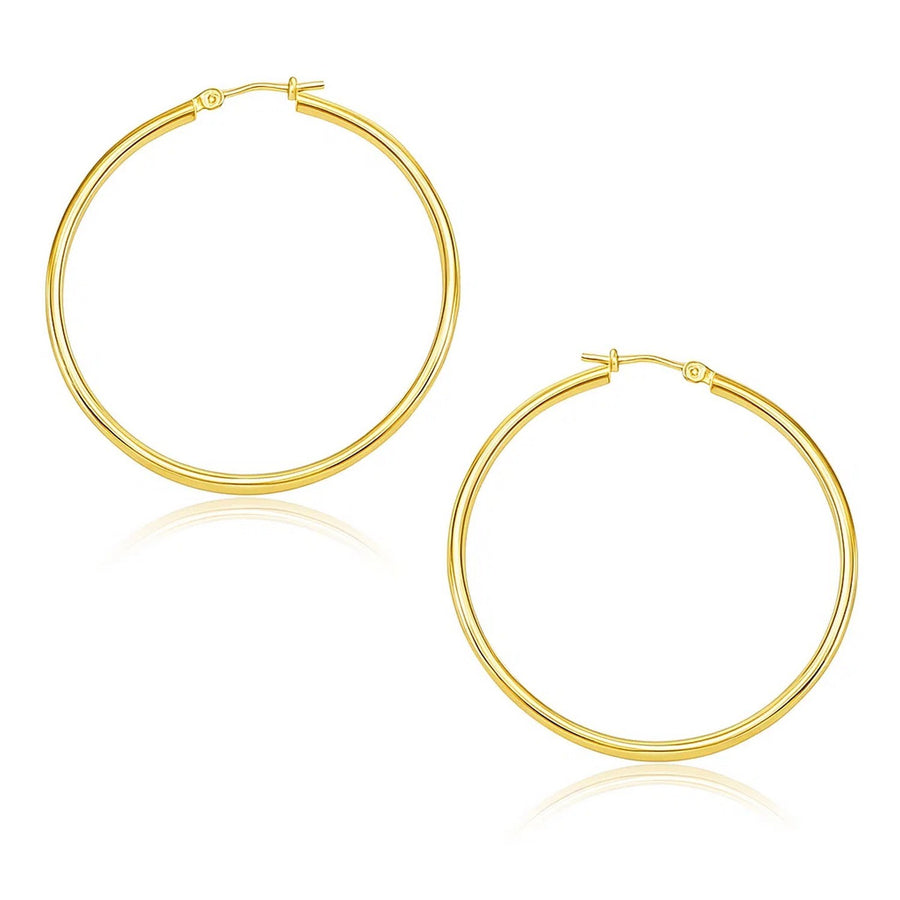 14k Yellow Gold Polished Hoop Earrings (30mm)