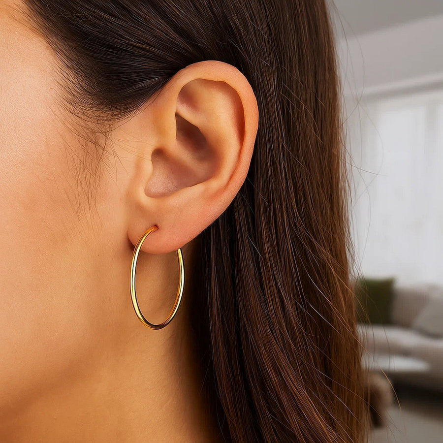 14k Yellow Gold Polished Hoop Earrings (30mm)
