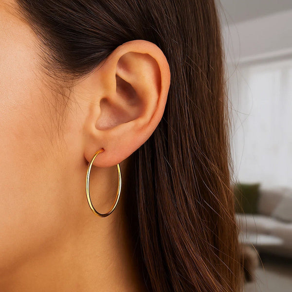 14k Yellow Gold Polished Hoop Earrings (30mm)