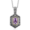18K yellow gold and silver pendant with hexagon amethyst stone