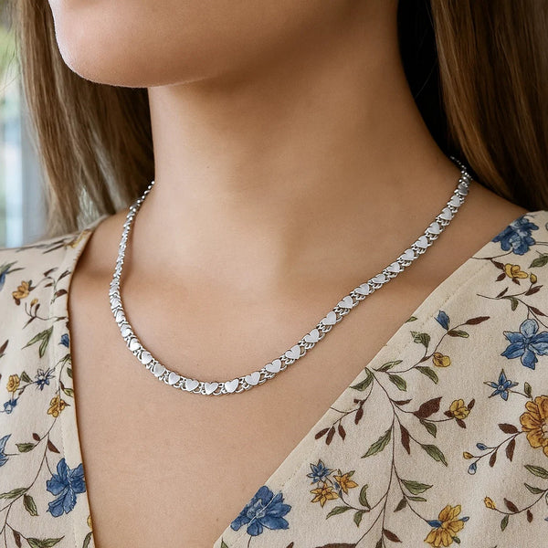 2.9mm 14k White Gold Heart Chain