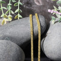 14K yellow gold wheat chain with braided twisted link pattern at 3.20 mm