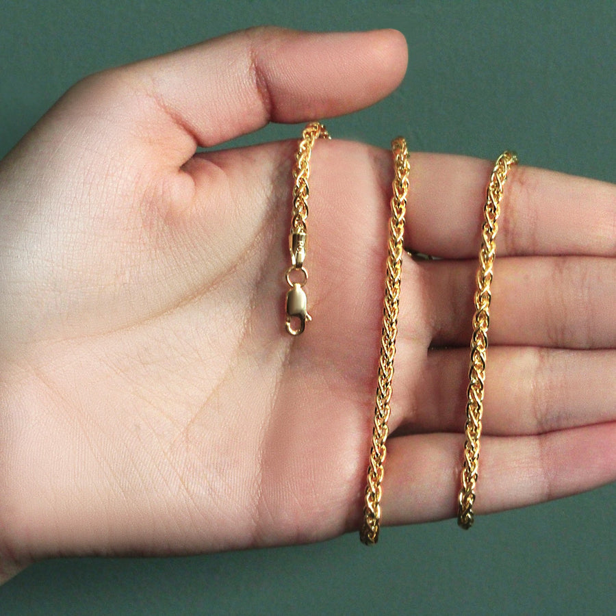 14k Yellow Gold Light Weight Wheat Chain (3.20 mm)
