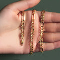 10K yellow gold Figaro chain with 5.60 mm alternating link pattern