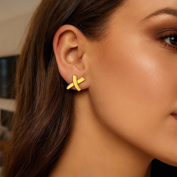 14K Yellow Gold X Earrings