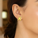 14K Yellow Gold X Earrings thumbnail 3