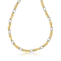 14K two-tone gold necklace with round and cable style links