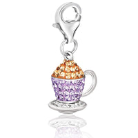 Sterling Silver Multi Color Crystal Embellished Tea Cup Charm