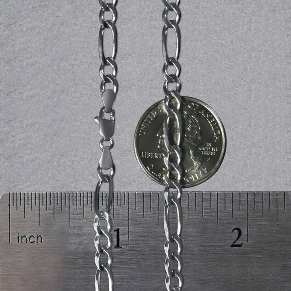 14k White Gold Solid Figaro Chain (4.50 mm)