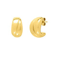 14K yellow gold puffed split hoop earrings with no stones