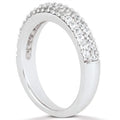 14K white gold ring with three micro-pave rows of round diamond stones