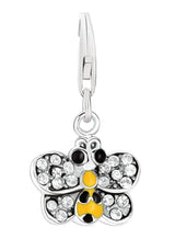 Sterling Silver White Tone Crystal Embellished Butterfly Charm thumbnail 1