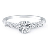 14K white gold ring with shared prong accent diamond stones thumbnail 1