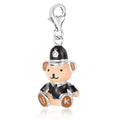 Sterling silver teddy bear charm with multi-color enamel detailing