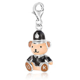 Sterling silver teddy bear charm with multi-color enamel detailing thumbnail 1