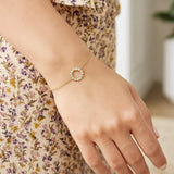 14K Yellow Gold Petite Diamond Circle Bracelet thumbnail 2