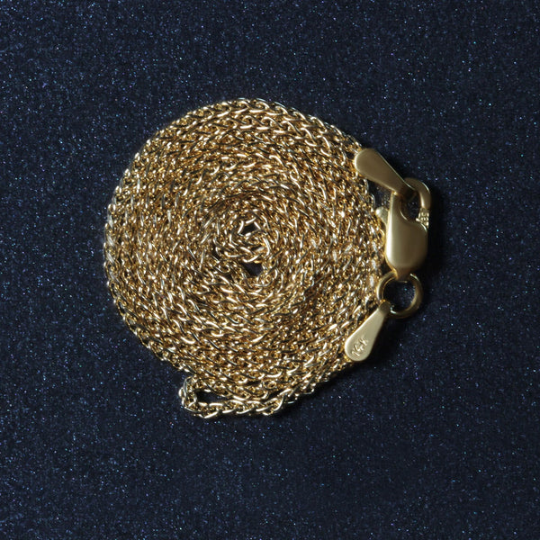 14k Yellow Gold Diamond Cut Round Wheat Chain (1.20 mm)