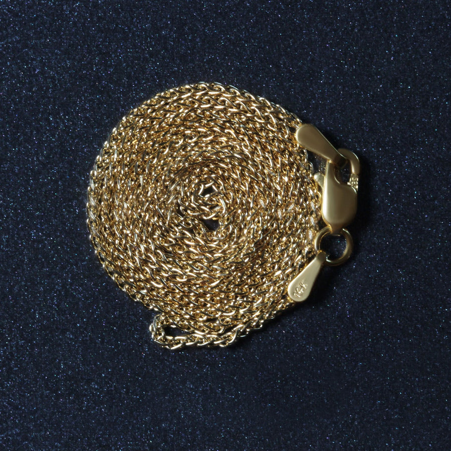 14k Yellow Gold Diamond Cut Round Wheat Chain (1.20 mm)