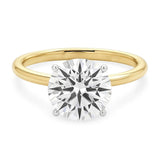 3 Carat Round Lab Grown IGI G/VS1 Diamond Solitaire Ring in 14K Yellow Gold thumbnail 3