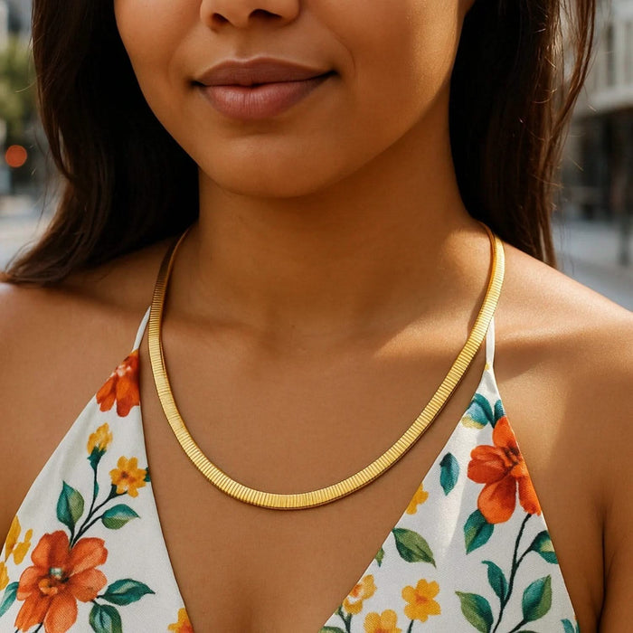 6.0mm 14k Two Tone Gold Reversible Omega Necklace