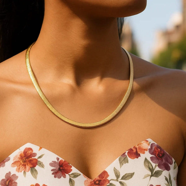 6.0mm 14k Two Tone Gold Reversible Omega Necklace