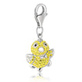 Sterling silver chick charm with yellow and citrine-tone crystal accents