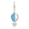 925 sterling silver hot air balloon charm with multi-color enamel panels