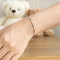 14k White Gold Solid Diamond Cut Rope Bracelet (1.80 mm)
