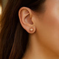 14K rose gold ball earrings with crystal-cut faceted texture, 7mm