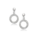 14k White Gold Diamond Cut in a Pave Setting Dangling Earrings thumbnail 1