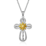 Designer Sterling Silver and 14K Yellow Gold Open Loop Cross Pendant thumbnail 1
