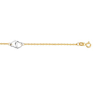 14k Two Tone Gold Entwined Heart Stationed Anklet