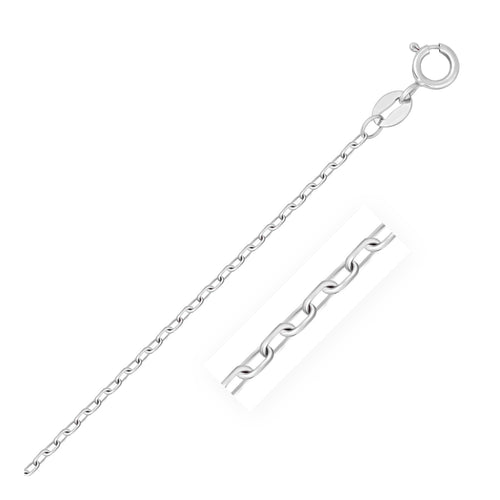 14k White Gold Faceted Cable Link Chain (1.2 mm)