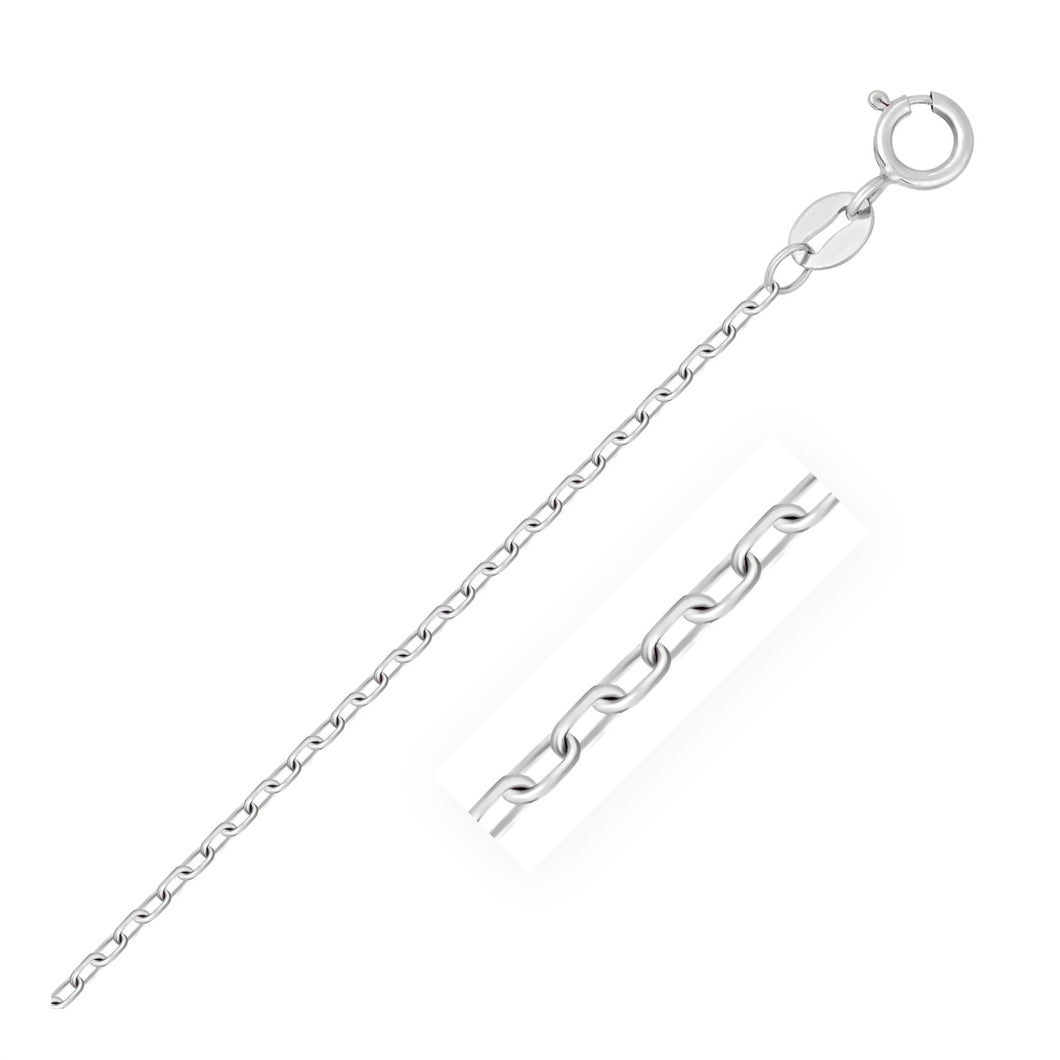 14k White Gold Faceted Cable Link Chain (1.2 mm)