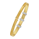 14K yellow gold cuff bangle with diamond stations along the band thumbnail 1
