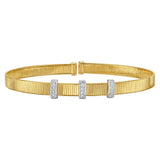 14K Yellow Gold Diamond Station Omega Cuff Bangle thumbnail 2