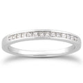 14K white gold ring with channel-set princess-cut diamond stones